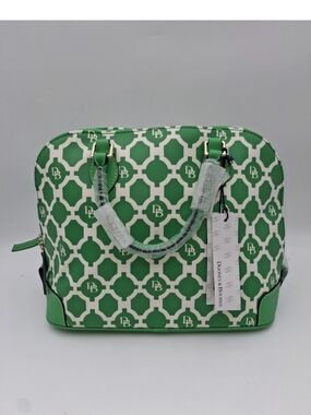 Dooney & Bourke Green and White Printed Satchel